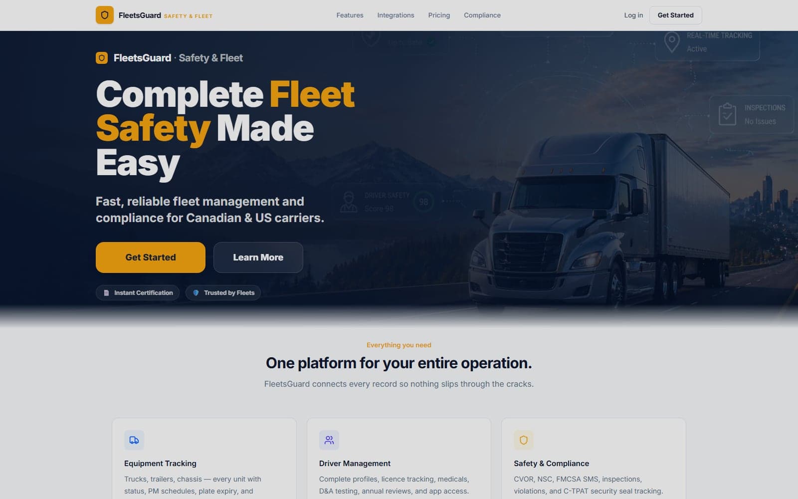 Fleetsguard: Fleet safety and compliance in one place, with alerts before anything expires.