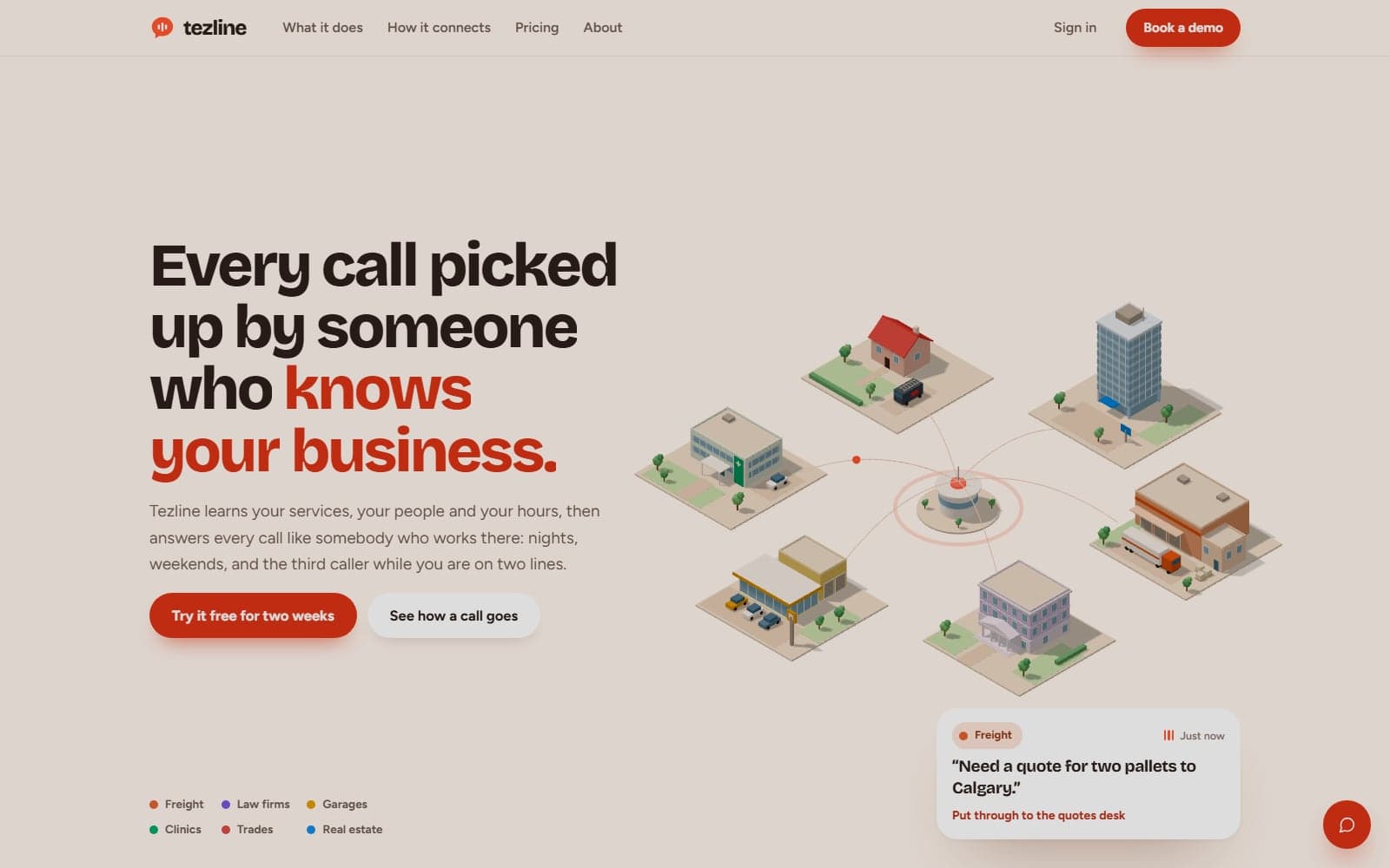 Tezline: An AI receptionist that answers every call, so no enquiry is lost to a busy line.